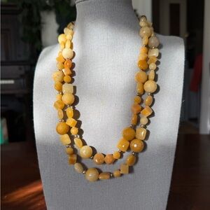 Jay King, DTR ,Mine Finds,Yellow Opal Bead & Sterling Silver 2 Strand, Necklace